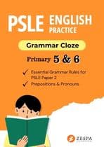 Cover of Zespa Learning's free PSLE English Grammar Cloze practice for Primary 5 and 6 students
