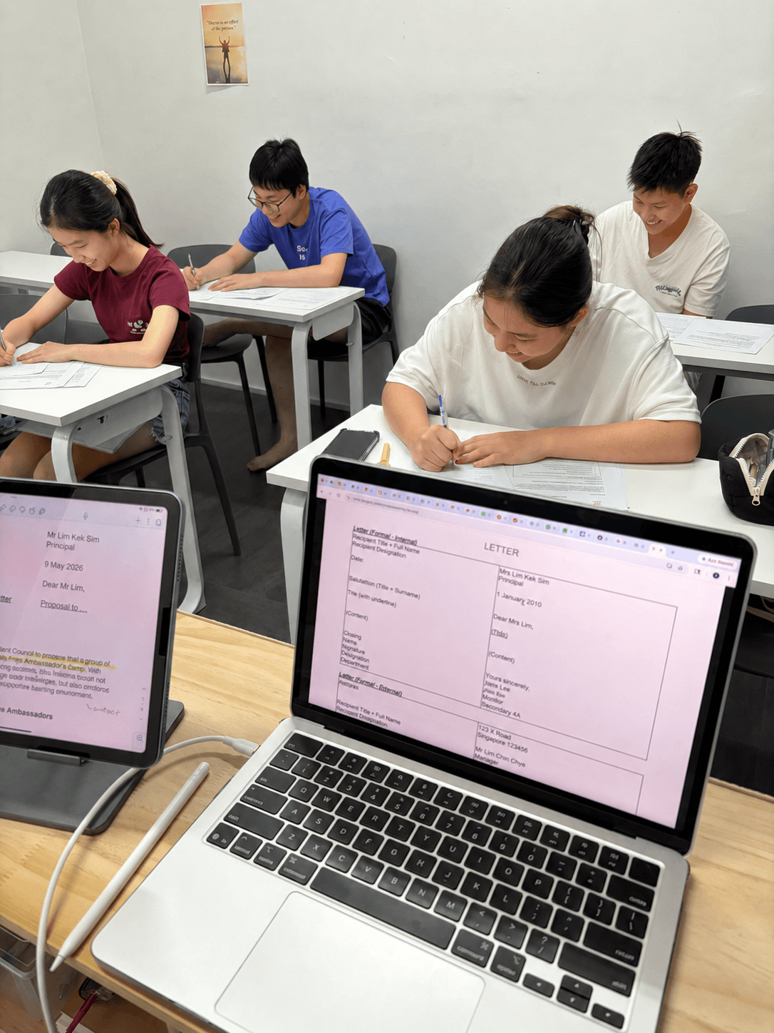 Lower Secondary Math students in a small-group tuition class at Zespa Learning