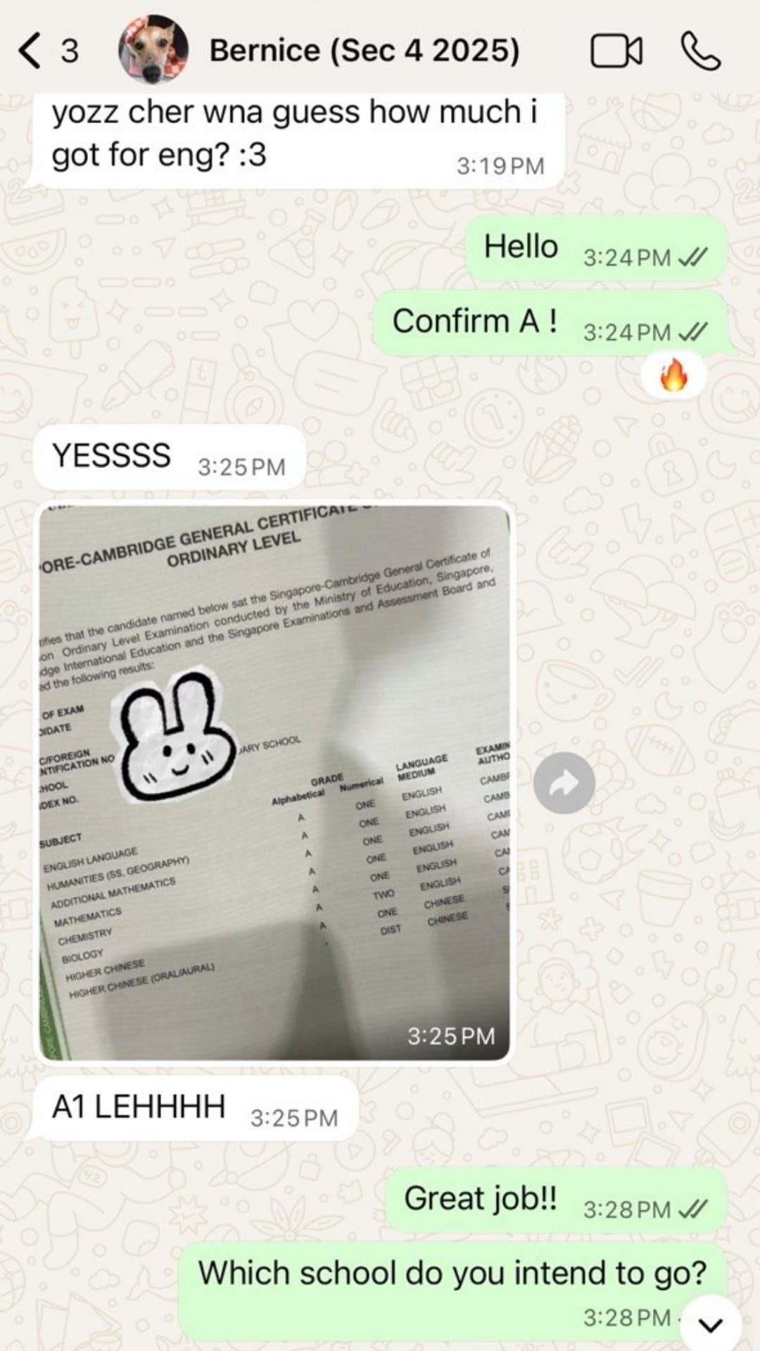 Student achievement screenshot for Zespa Learning Lower Secondary English tuition